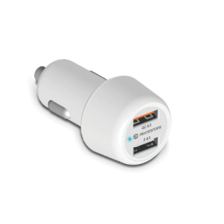 Chargeur Rockstone Pour auto Double Charge rapide 3.0 / Charge 2.4 Blanc