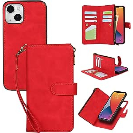 Étui CASECO IPhone 14 tui porte-feuille Rouge pour iPhone 14 Rouge