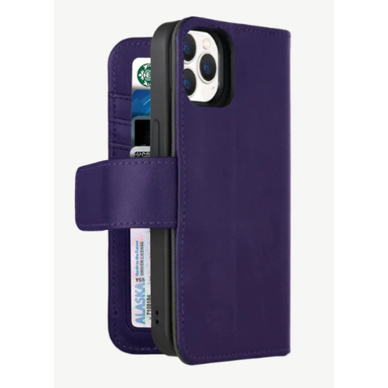 Étui CASECO iPhone 15 Portefeuille / MagSafe / 5 cartes / aimant Mauve