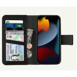 Étui CASECO iPhone 15 Portefeuille / MagSafe / 5 cartes / aimant Noir